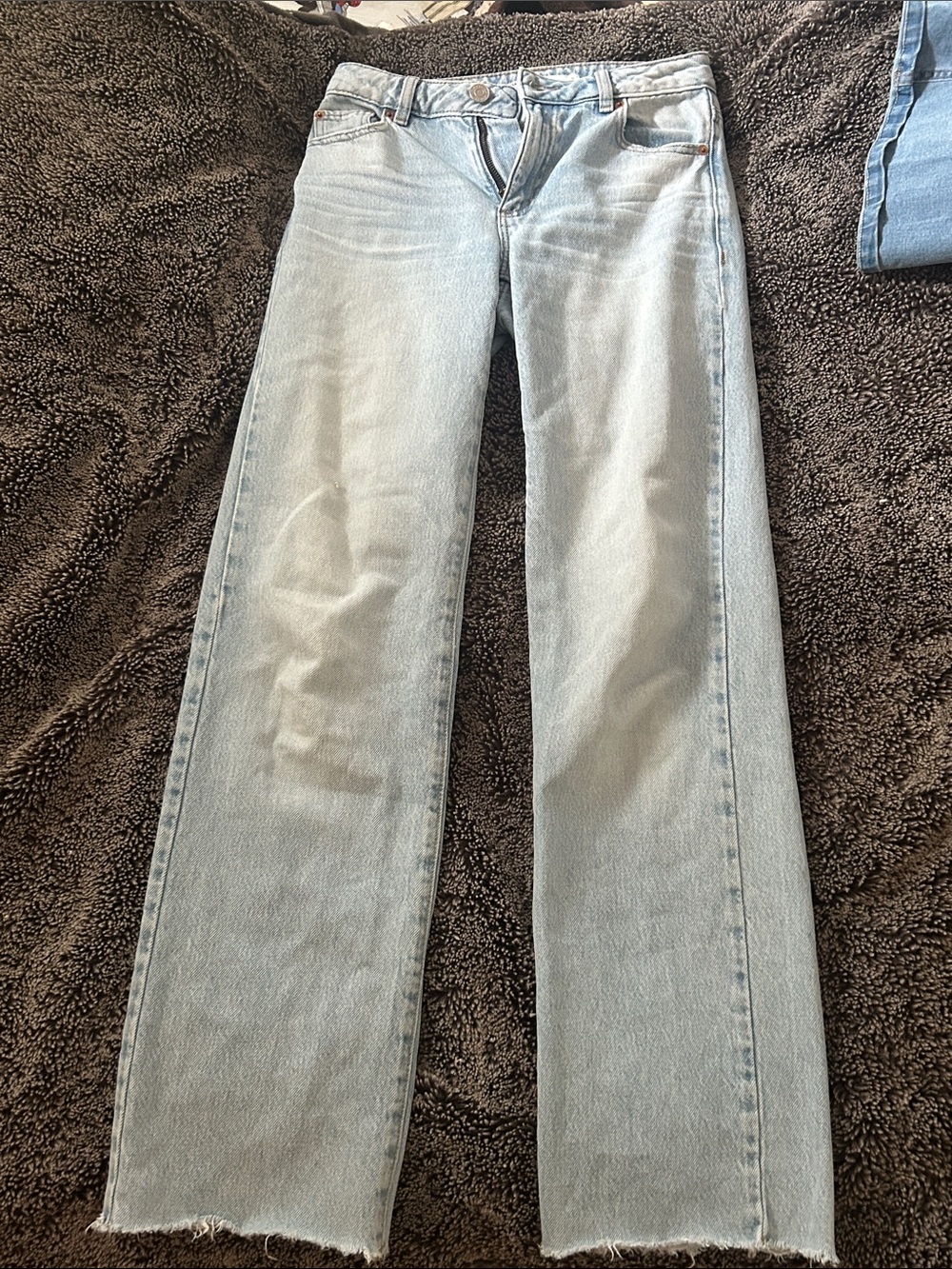 Garage Mid-Rise Light Wash Straight Leg Jeans - Light Blue